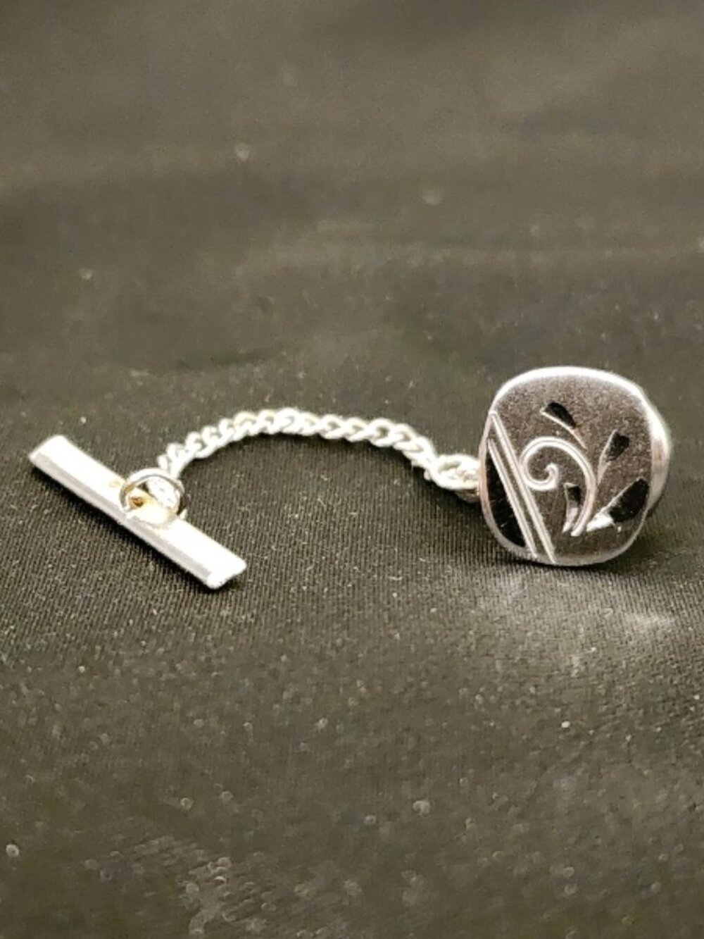 Vintage Sterling Silver Tie Pin with Chain by Mr. X
